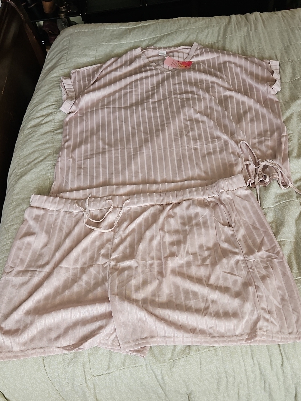 SHEIN Light Pink Striped Short Sleeve Lounge Pajama Set
